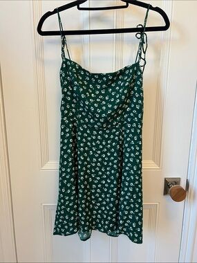 Reformation Emerald Green Floral Slip Dress - Short